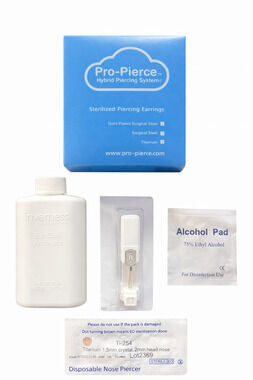 Disposable Nose Piercing Kit with Titanium Jewelry & Aftercare Solution